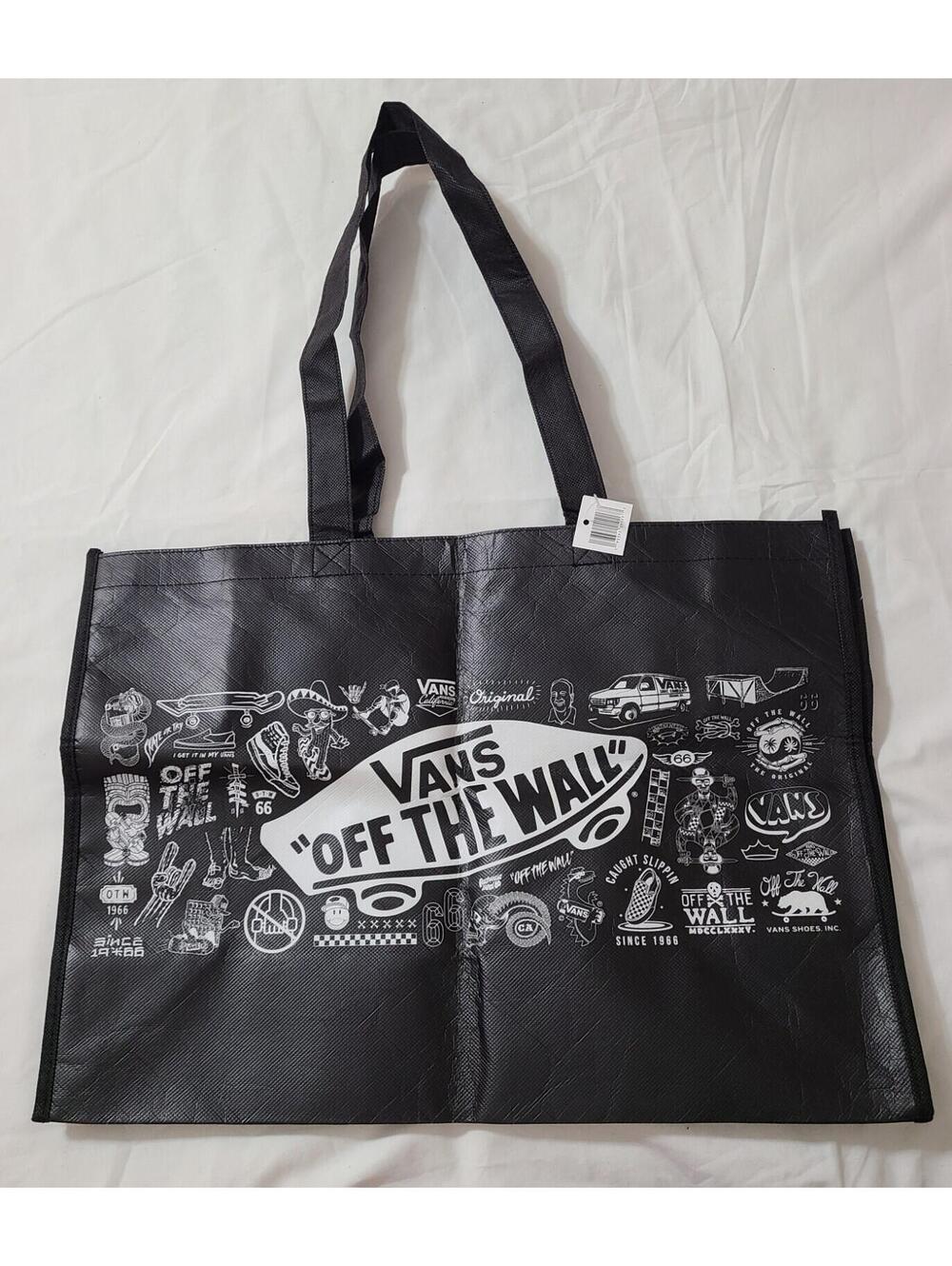 2019 Vans Off The Wall Skateboard Reusable Shopping Tote Bag  Large 18x13 Black